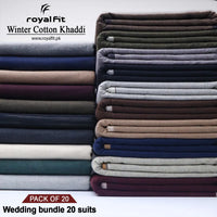 Wedding Bundle Pack of 20 Winter Cotton Khaddi | Multiple Colors | Royal Fit