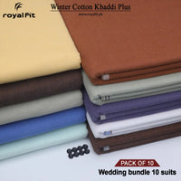 Wedding Bundle Pack of 10 Winter Cotton Khaddi Plus | Multiple Colors | Royal Fit