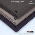 Pack of 3 Winter Cotton Khaddi | Dark Tobacco, Skin Brown & Deep Maroon