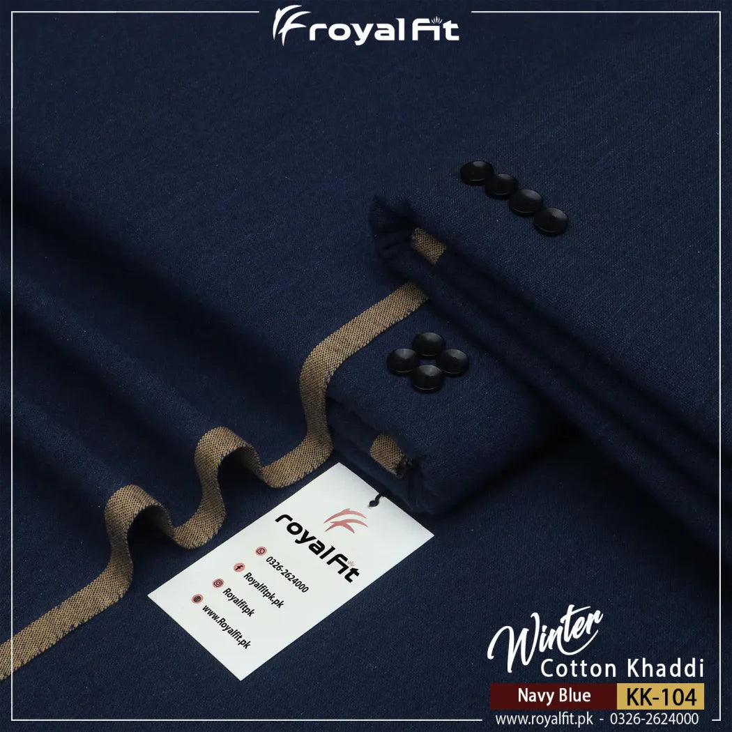 Navy Blue Winter Cotton Khaddi | KK104