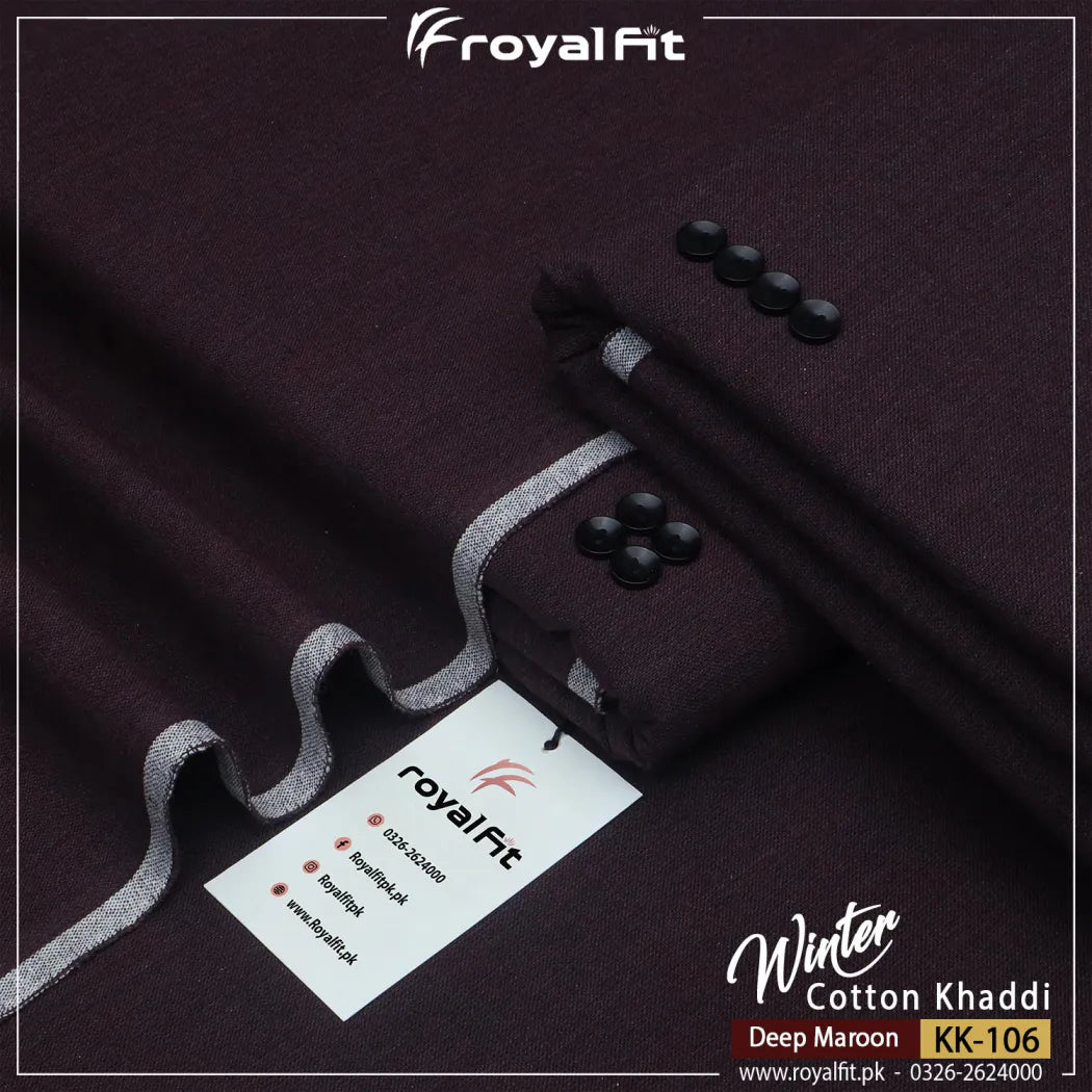 Deep Maroon Winter Cotton Khaddi | KK106