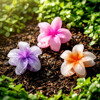 Pack of 3 Floral Hair Clip (Pink+Orange+Purple)