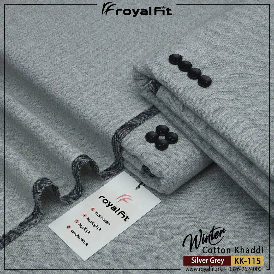 Silver Grey Winter Cotton Khaddi | KK115