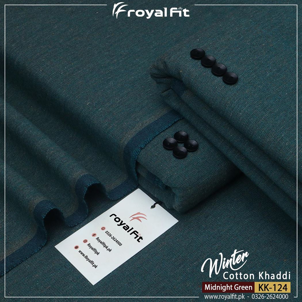 Midnight Green Winter Cotton Khaddi | KK124