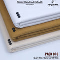 Pack of 3 Winter Handmade Khaddi | Qudarti White, Camel Lite & Off White