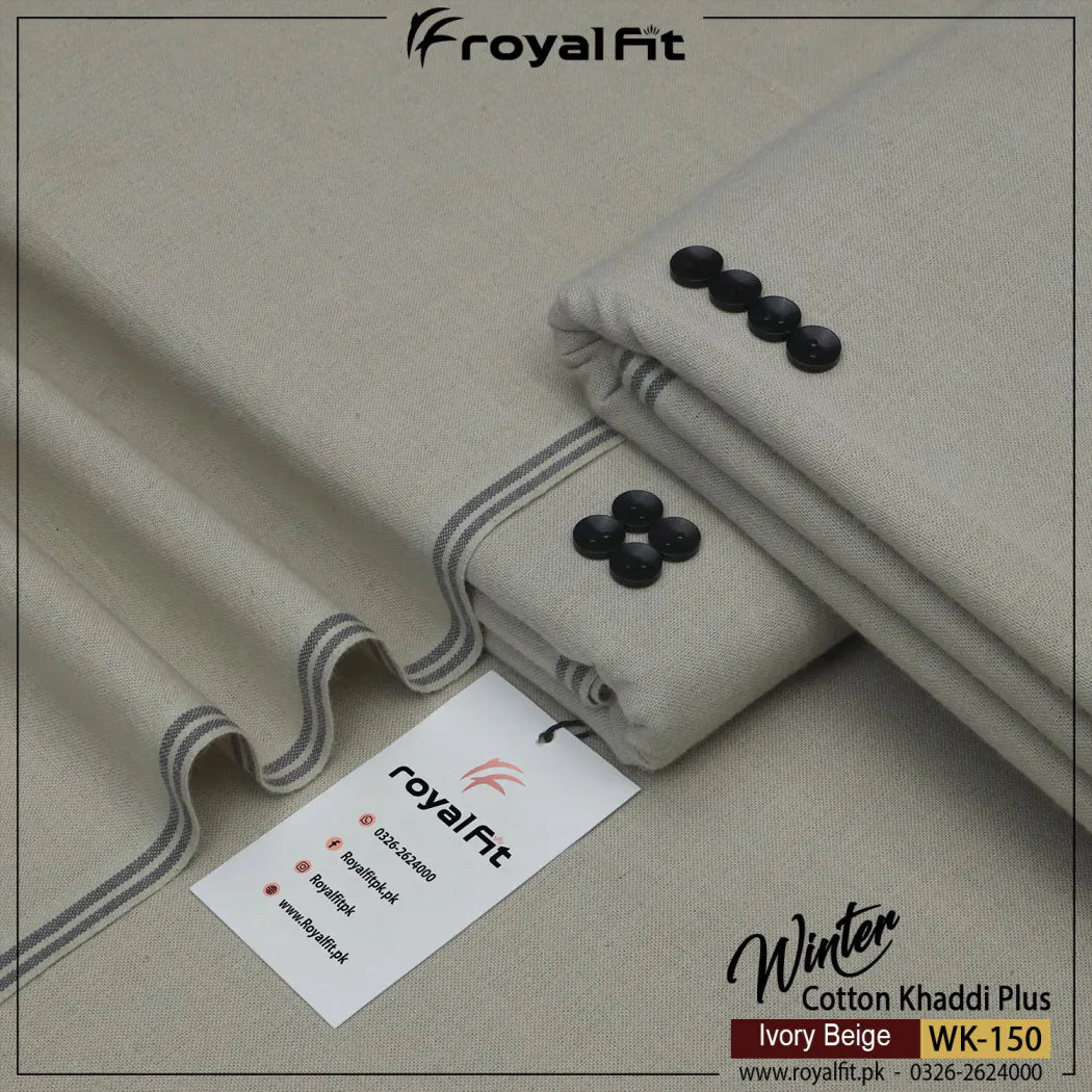 IVORY BEIGE WINTER COTTON KHADDI PLUS | WK-150