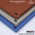 Pack of 3 Winter Cotton Khaddi Plus | Dark Camel, Ivory Beige & Imperial Blue