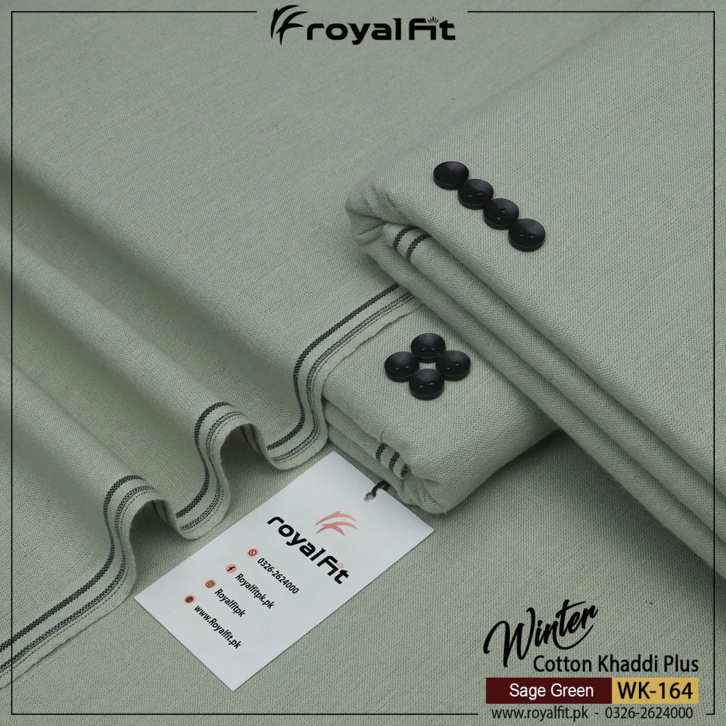 SAGE GREEN WINTER COTTON KHADDI PLUS | WK-164