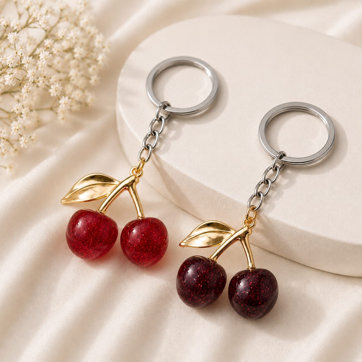 TRENDY CHERRY KEYCHAIN (RED & MAROON)