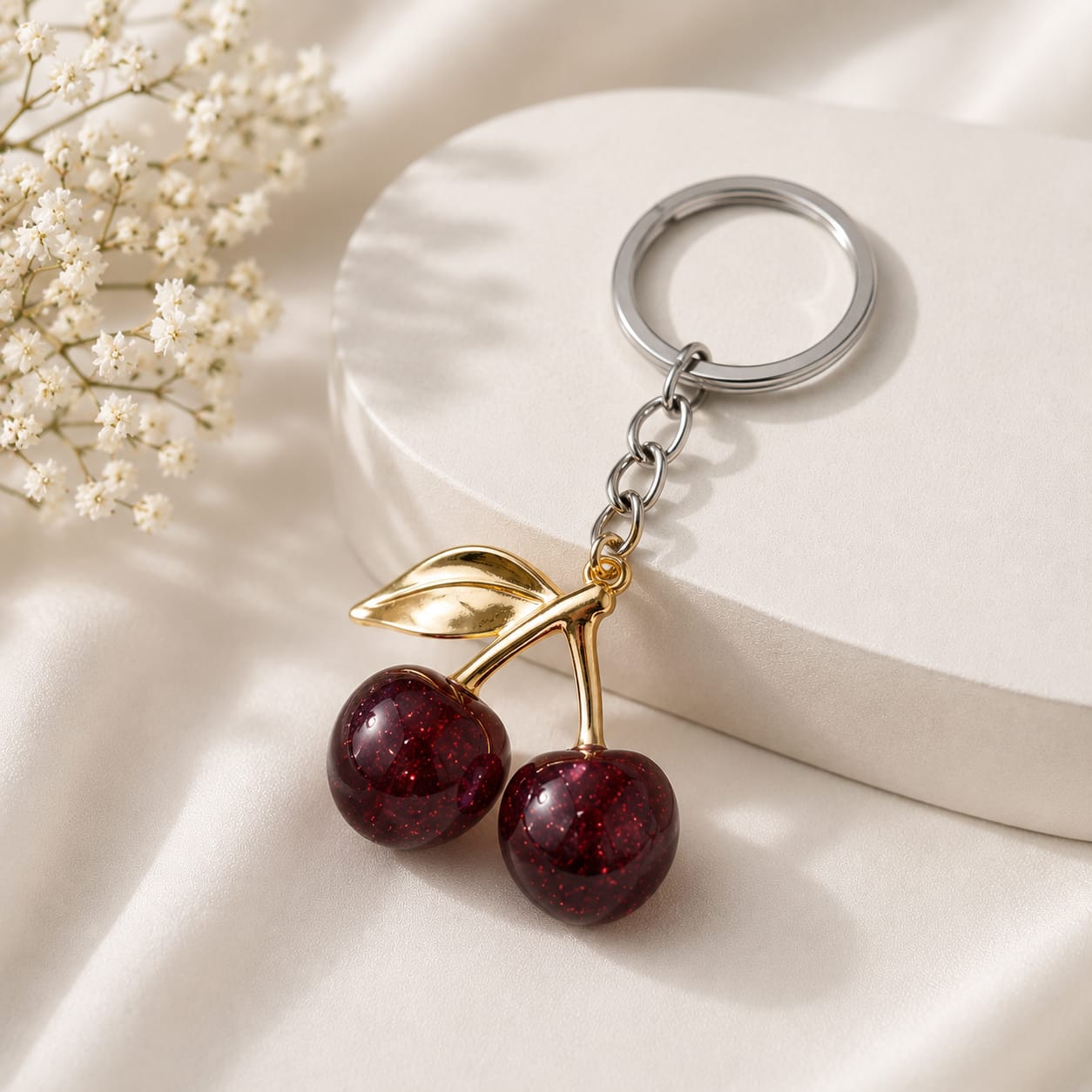 TRENDY CHERRY KEYCHAIN (MAROON)